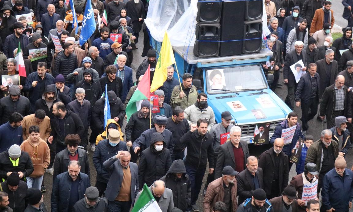 حضور دانشگاهیان دانشگاه تخصصی فناوری های نوین آمل در راهپیمایی روز قدس