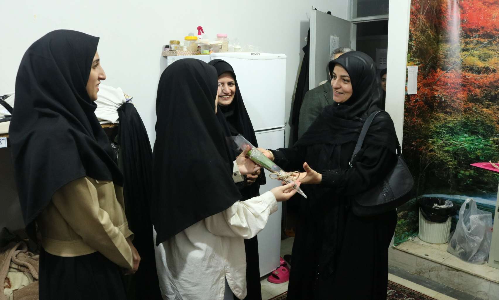 Donation of Flowers to Female Dormitory Students on the Occasion of the Birth of Hazrat Masoumeh (peace be upon her), Celebration of Girl's Day